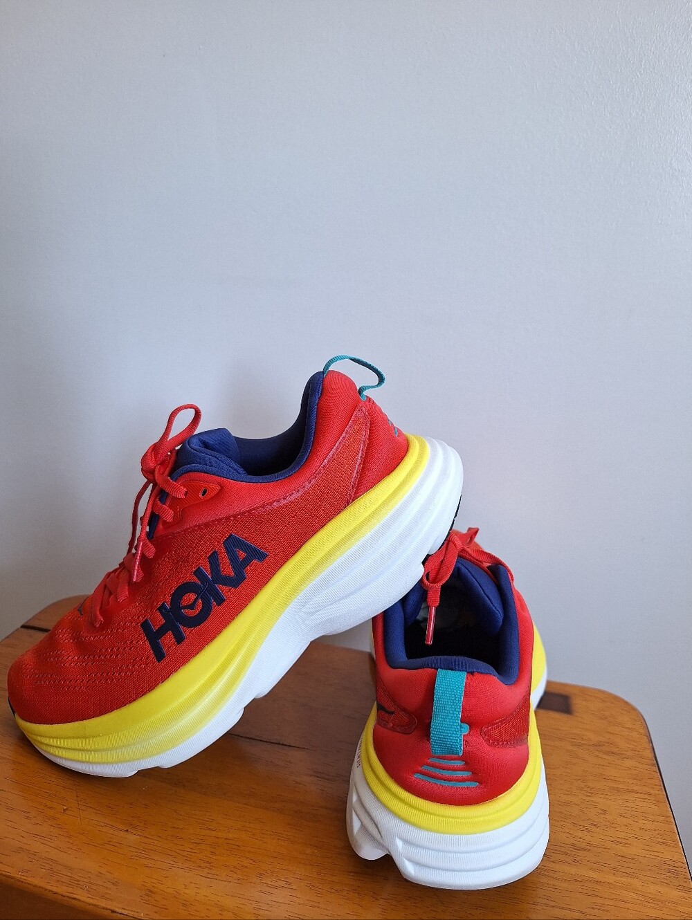 HOKA Bondi 8 Men's Red & Yellow  Size 8D - Picture 9 of 12
